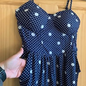 Blue Polka Dot Wide Legged Romper, Size Medium